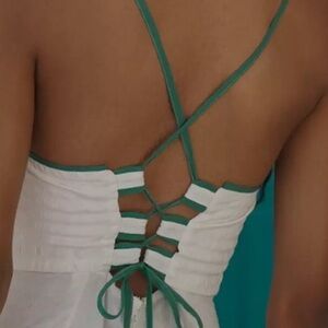 White Dress with Green Trim